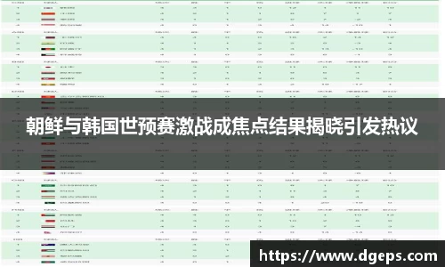朝鲜与韩国世预赛激战成焦点结果揭晓引发热议